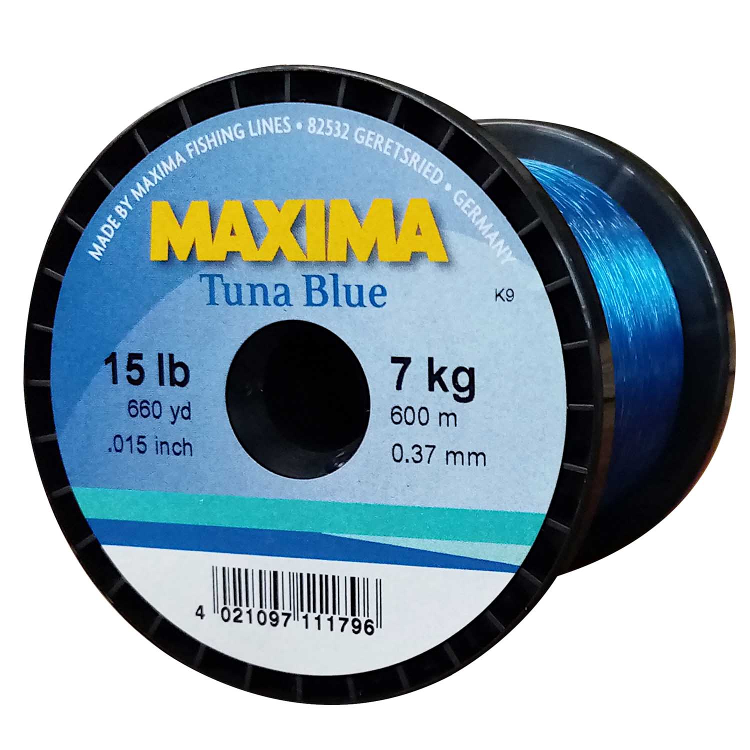Maxima Nylon Fishing Line 7KG/15LB .37MM Colour Tuna Blue 600m
