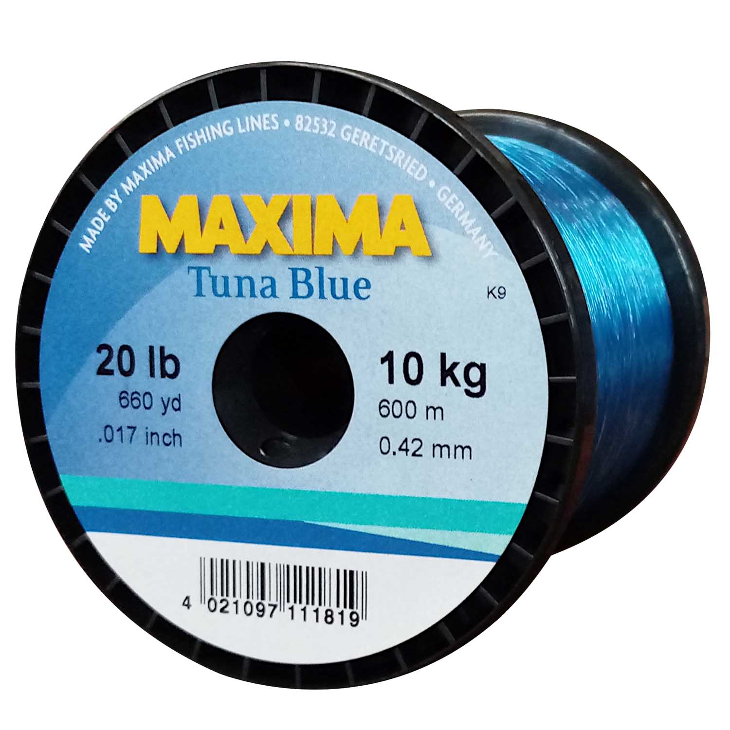 Maxima Nylon Fishing Line 10KG/20LB .42MM Colour Tuna Blue 600m