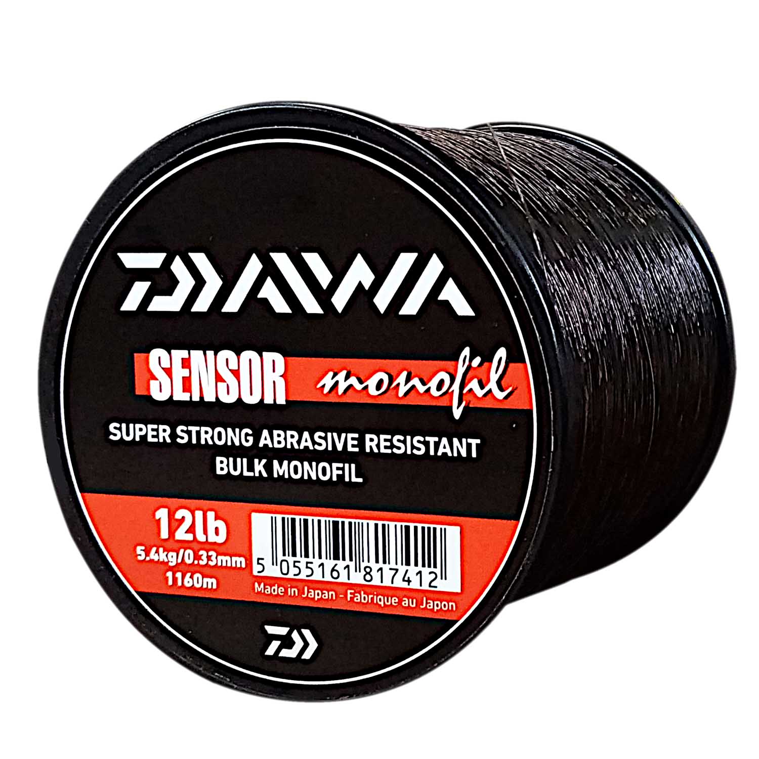 Daiwa Sensor Carp Nylon Fishing Line 5.4KG/12LB .33MM Colour Brown 1160m  Spool - Showspace