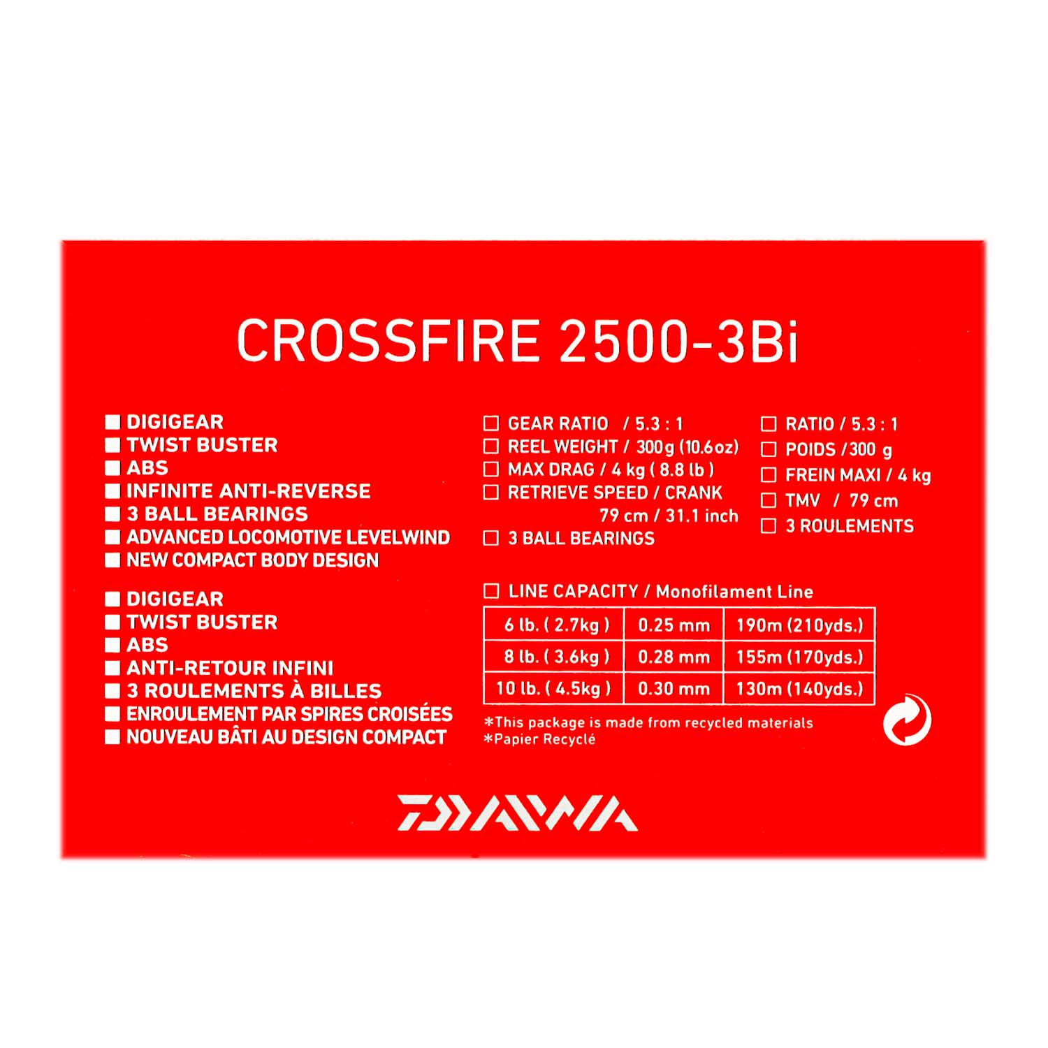 Daiwa Crossfire 2500 3Bi Spinning Reel - Showspace