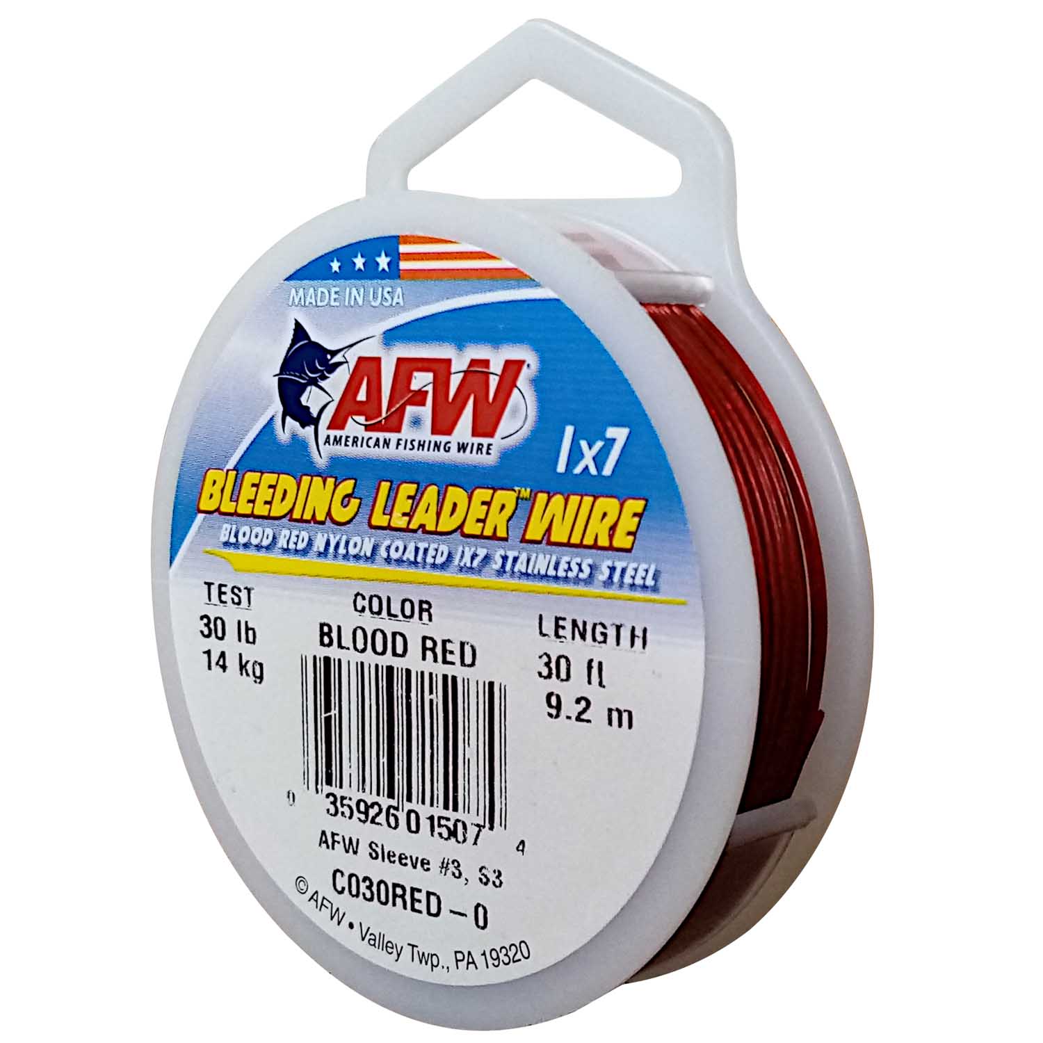 American Fishing Wire Bleeding Red Leader Wire 14Kg/30Lb - Showspace