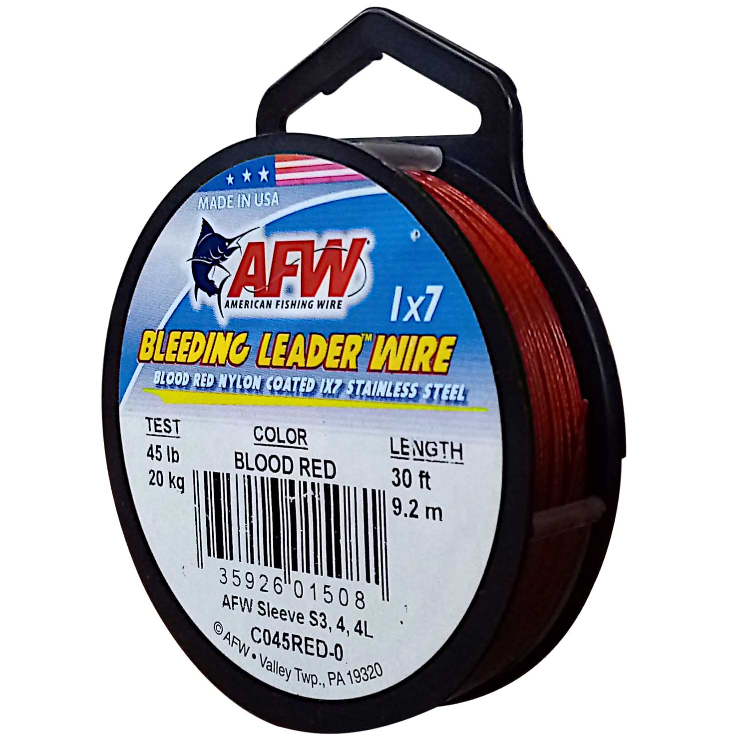 American Fishing Wire Bleeding Red Leader Wire 21Kg/45Lb - Showspace