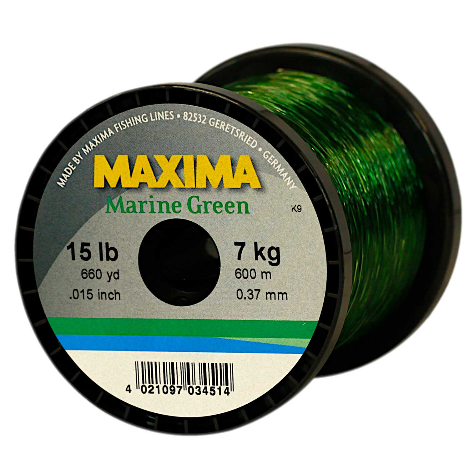 Maxima Nylon Fishing Line, 7KG/15LB 0.37MM, Colour Marine Green, 600M Spool  - Showspace