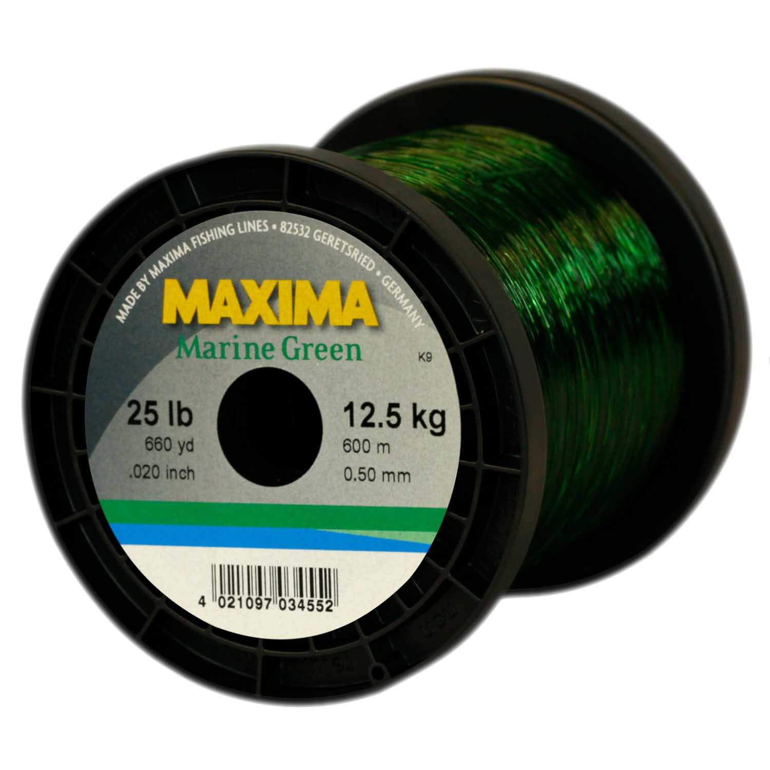 Maxima Nylon Fishing Line, 12.5KG/25LB 0.50MM, Colour Marine Green, 600M  Spool - Showspace
