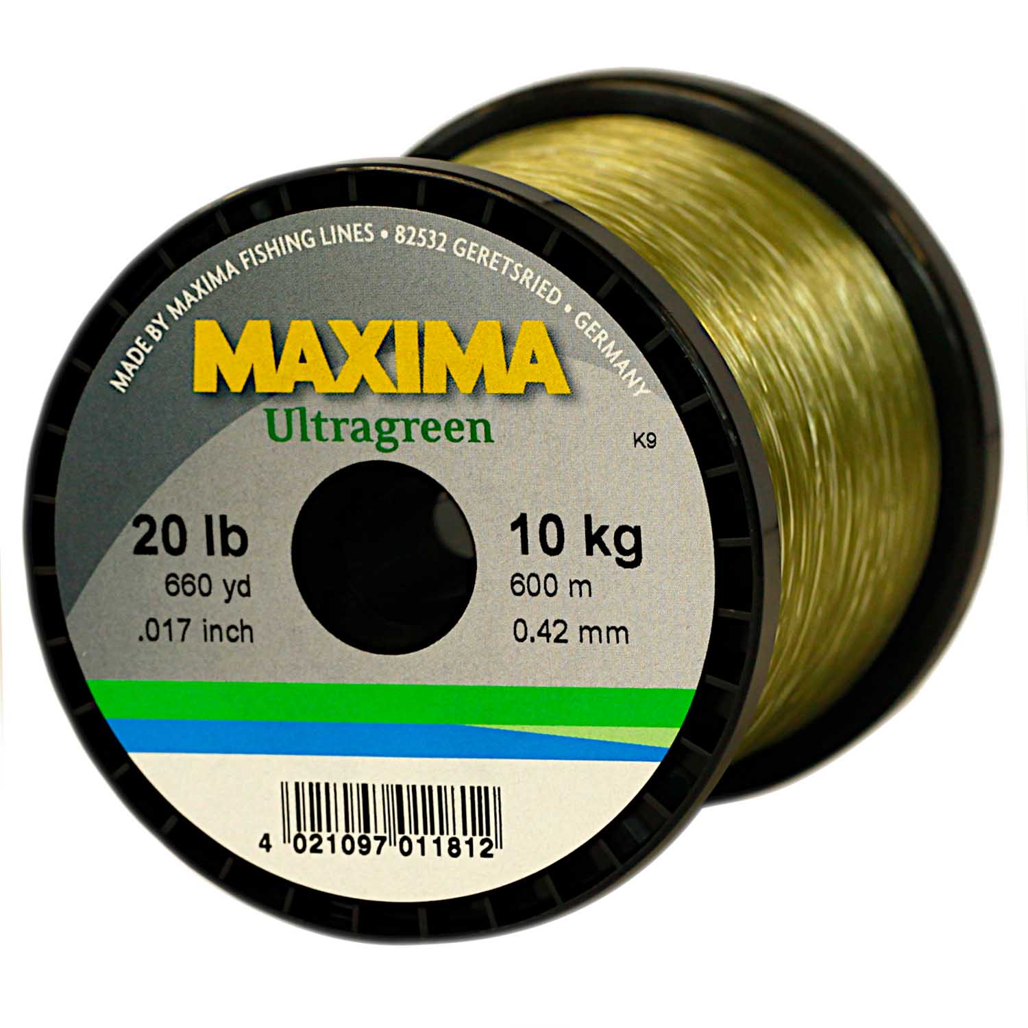 Maxima Nylon Fishing Line, 10KG/20LB 0.42MM, Colour Ultra Green