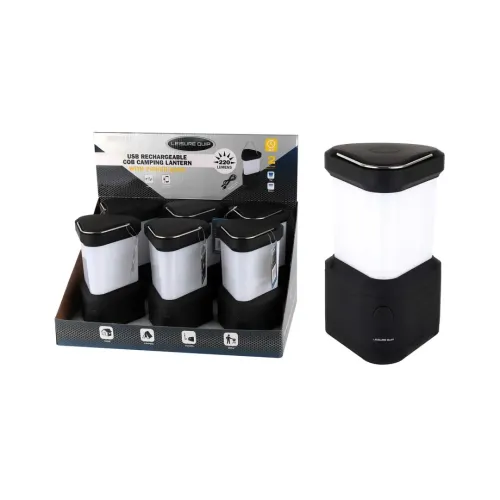 Usb Rechargeable Camping Lantern - 300 Lumens - With Power Bank - Rubberised Body - Usb Cable Included