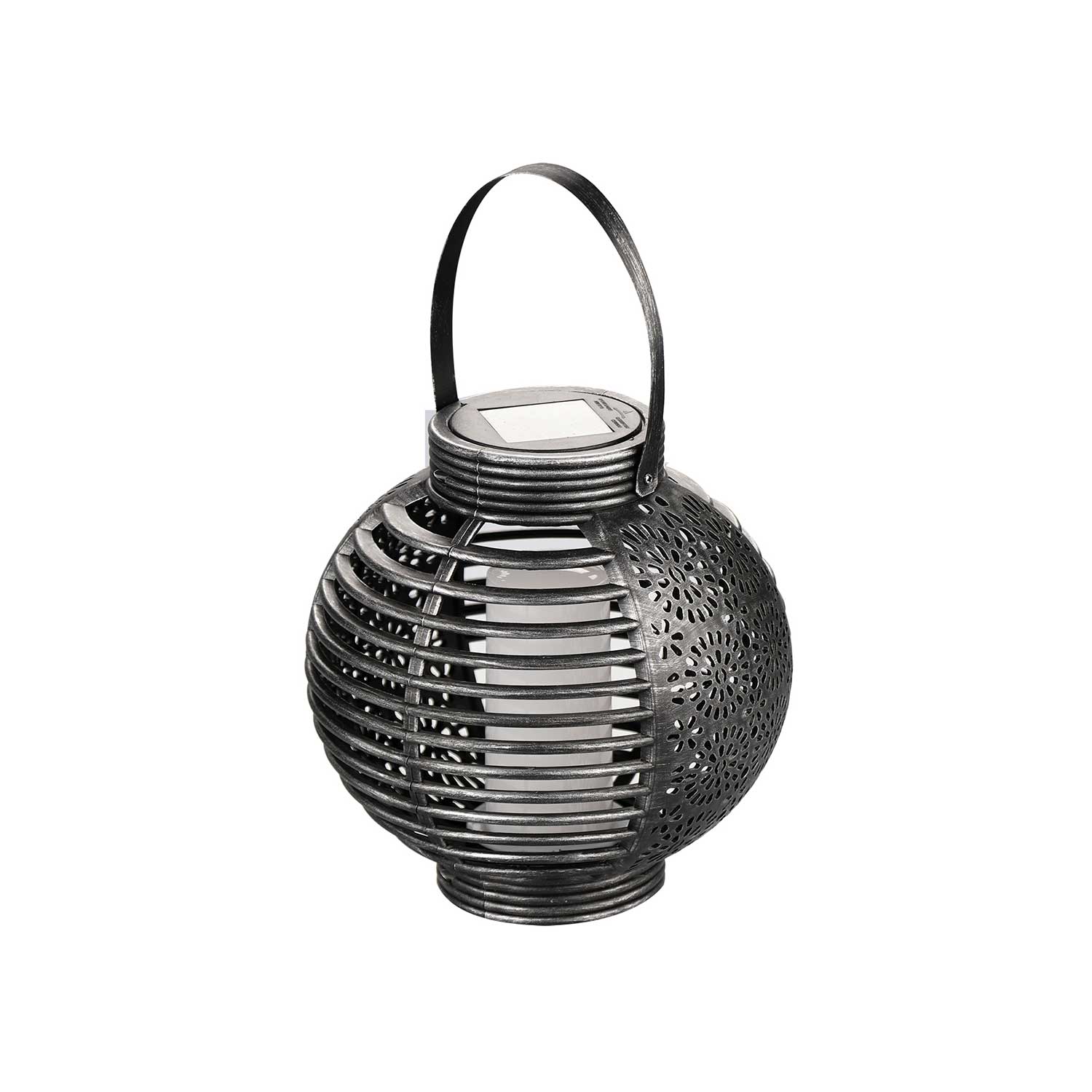Home Quip Occassional Lighting -Moroccan Antique Silver Lantern Solar Powered
