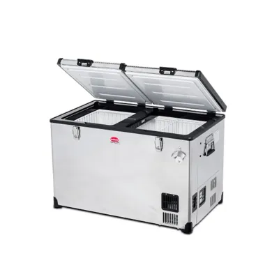 SnoMaster 81.5lt Stainless Steel Dual Fridge Freezer Double Door - Image 1