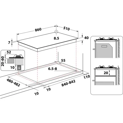 Whirlpool gas hob: 5 gas burners - Inox - Image 3