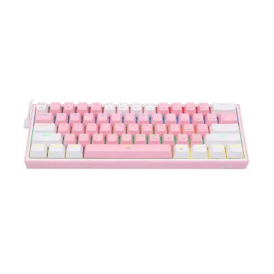 REDRAGON FIZZ Rainbow LED 61 KEY Mechanical Wired Gaming Keyboard - Pink/White - Image 4