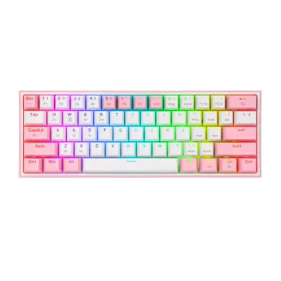 REDRAGON FIZZ PRO RGB 61 KEY Mechancal Wireless Gaming Keyboard - White/Pink - Image 1