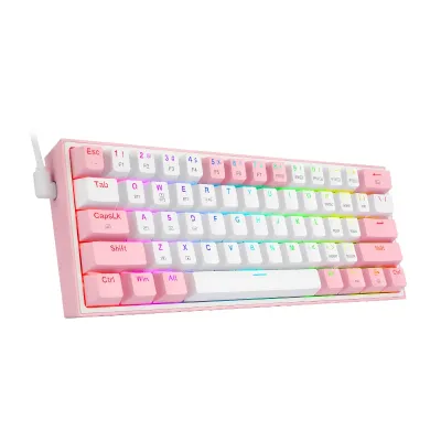 REDRAGON FIZZ PRO RGB 61 KEY Mechancal Wireless Gaming Keyboard - White/Pink - Image 2