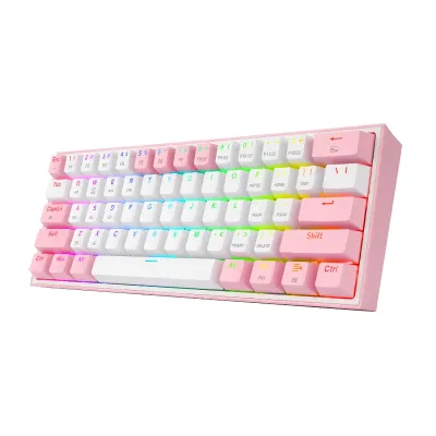 REDRAGON FIZZ PRO RGB 61 KEY Mechancal Wireless Gaming Keyboard - White/Pink - Image 3