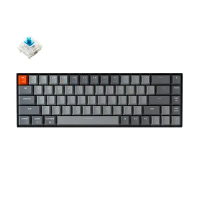 KeyChron K6 68 Key Hot-Swappable Mechanical Keyboard White LED Blue Switches - Image 1