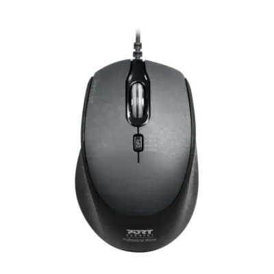 Port Connect Wired USB|Type-C 3600DPI Mouse - Black - Image 1