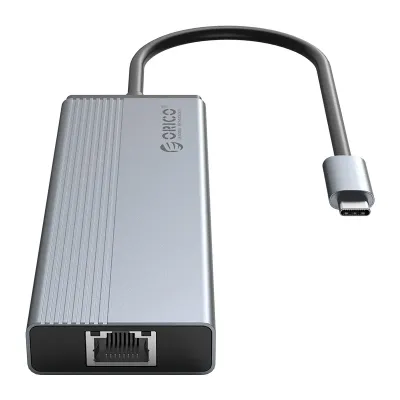 ORICO 5 Port Type-C 3 x USB3.0|1 x RJ45|1 x PD|Docking Station - Grey - Image 2