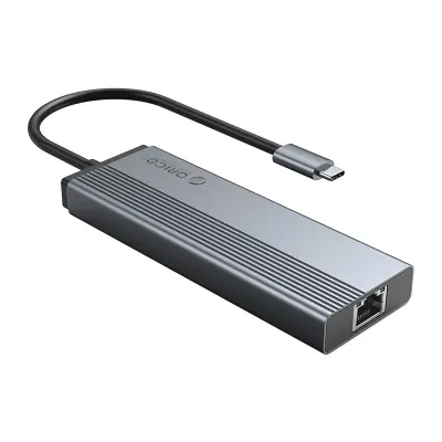 ORICO 5 Port Type-C 3 x USB3.0|1 x RJ45|1 x PD|Docking Station - Grey - Image 4