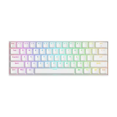 REDRAGON DRACONIC Mechanical 61 Key|Bluetooth 5.0|RGB 9 Colour Modes|Rechargable Battery|Type-C Charging Cable Gaming Keyboard - White - Image 1