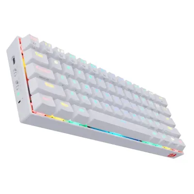 REDRAGON DRACONIC Mechanical 61 Key|Bluetooth 5.0|RGB 9 Colour Modes|Rechargable Battery|Type-C Charging Cable Gaming Keyboard - White - Image 2