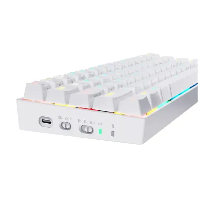 REDRAGON DRACONIC Mechanical 61 Key|Bluetooth 5.0|RGB 9 Colour Modes|Rechargable Battery|Type-C Charging Cable Gaming Keyboard - White - Image 5