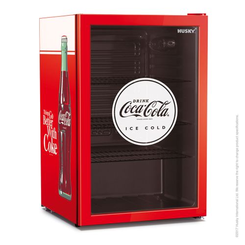 HUSKY - 130L UNDER-COUNTER BEVERAGE COOLER - GLASS DOOR - COCA COLA - RED