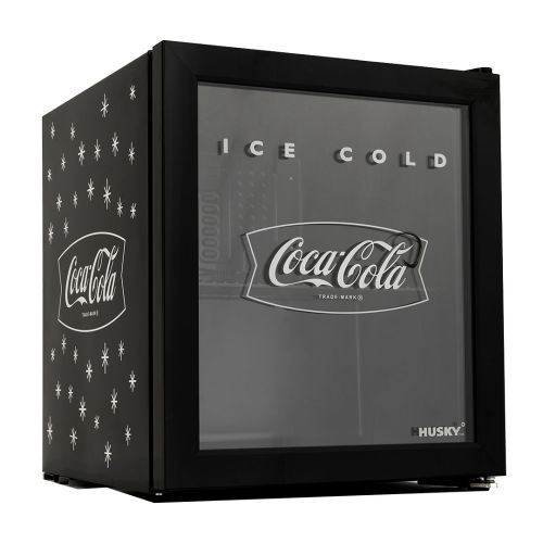 HUSKY - 46L COUNTER-TOP BEVERAGE COOLER W/ GLASS DOOR - COCA COLA - BLACK