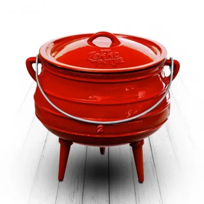 Lekke Potjie Pots 8000ML Enamel Cast Iron Potjie Pot With Three Legs (RED) - Image 1